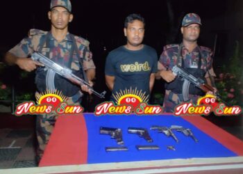 শার্শা ও বেনাপোল সীমান্তে পৃথক অভিযানে অস্ত্র, ম্যাগজিন ও গুলি সহ আটক ১