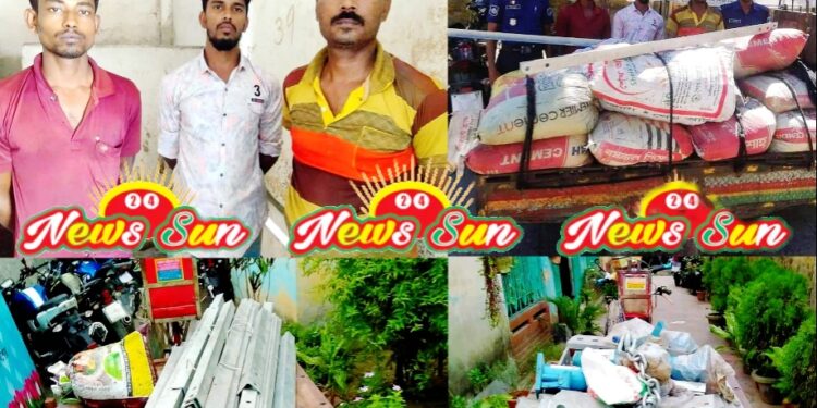 বেনাপোল পোর্ট থানা পুলিশের অভিযানে আমদানিকৃত পণ্য চুরির দায়ে ৩ চোর আটক