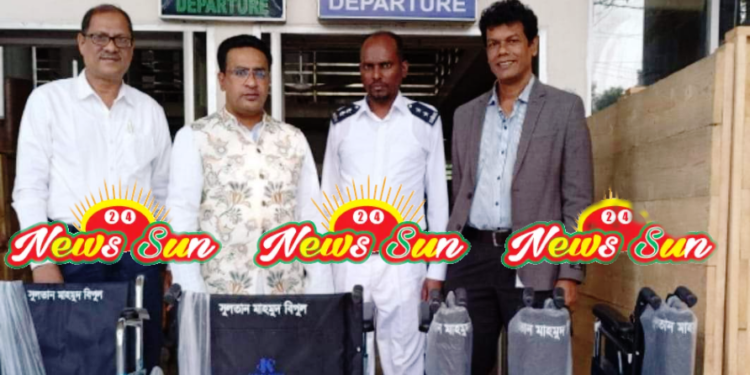 প্রতিবন্ধী যাত্রীদের সেবায় ৫টি  হুইল চেয়ার উপহার দিলেন সুলতান মাহমুদ বিপুল