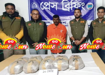 বেনাপোলে ডিবির অভিযানে ১০ কেজি গাঁজাসহ আটক-১