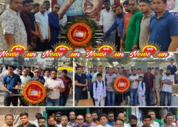 ৭ই মার্চ উপলক্ষে ঝিকরগাছায় বঙ্গবন্ধুর প্রতিকৃতিতে স্বেচ্ছাসেবক লীগের শ্রদ্ধা