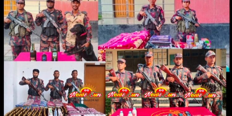 বেনাপোল সীমান্তে ৪৯ বিজিবি অভিযানে বিদেশী মদ,ও ভারতীয় পণ্য জব্দ