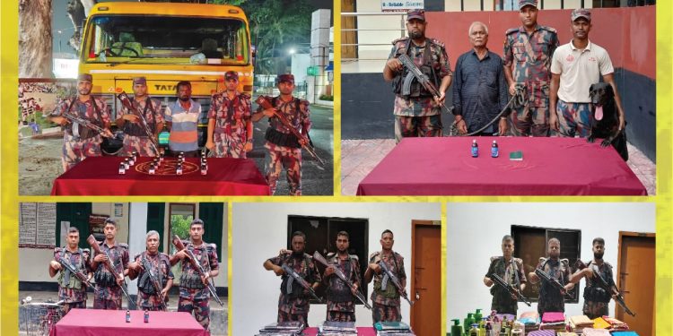 বেনাপোলে ৪৯ বিজিবির অভিযানে মাদকদ্রব্য ও চোরাচালান পণ্যসহ আটক -২