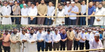 বেনাপোল স্থলবন্দরে ক্রেন দুর্ঘটনায় নিহত শ্রমিক শাহাজানের জানাজা সম্পন্ন হয়েছে