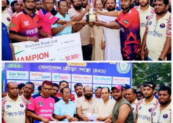 বেনাপোলে আলীকদর স্মৃতি ক্রিকেট টুর্নামেন্টে চ্যাম্পিয়ন হয়েছে বেনাপোল ইউনিয়ন