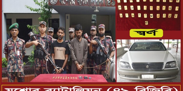 যশোরে ৭ কোটি ৬৮ লাখ টাকার স্বর্ণসহ দুই চোরাকারবারি আটক