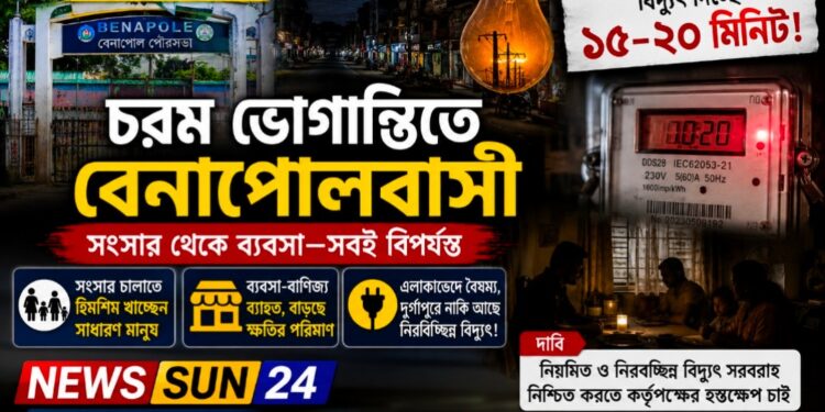 এক ঘণ্টা লোডশেডিং দেখিয়ে বিদ্যুৎ থাকছে ১৫–২০ মিনিট, চরম ভোগান্তিতে বেনাপোল পৌরবাসী